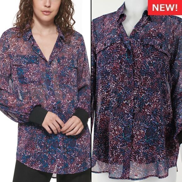 Dkny Printed Button-Down Shirt   - Picture 1 of 5